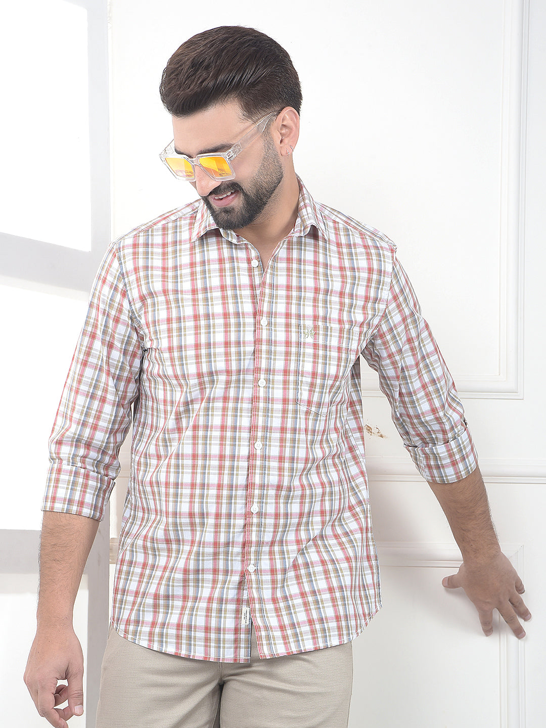Red Checked 100% Cotton Shirt