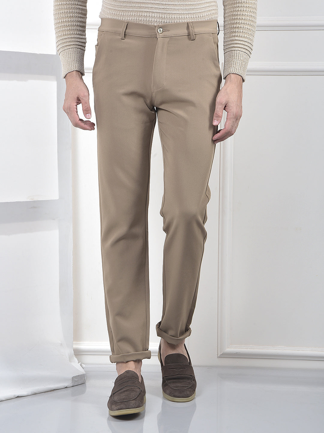 Khaki Korean Fit Trousers