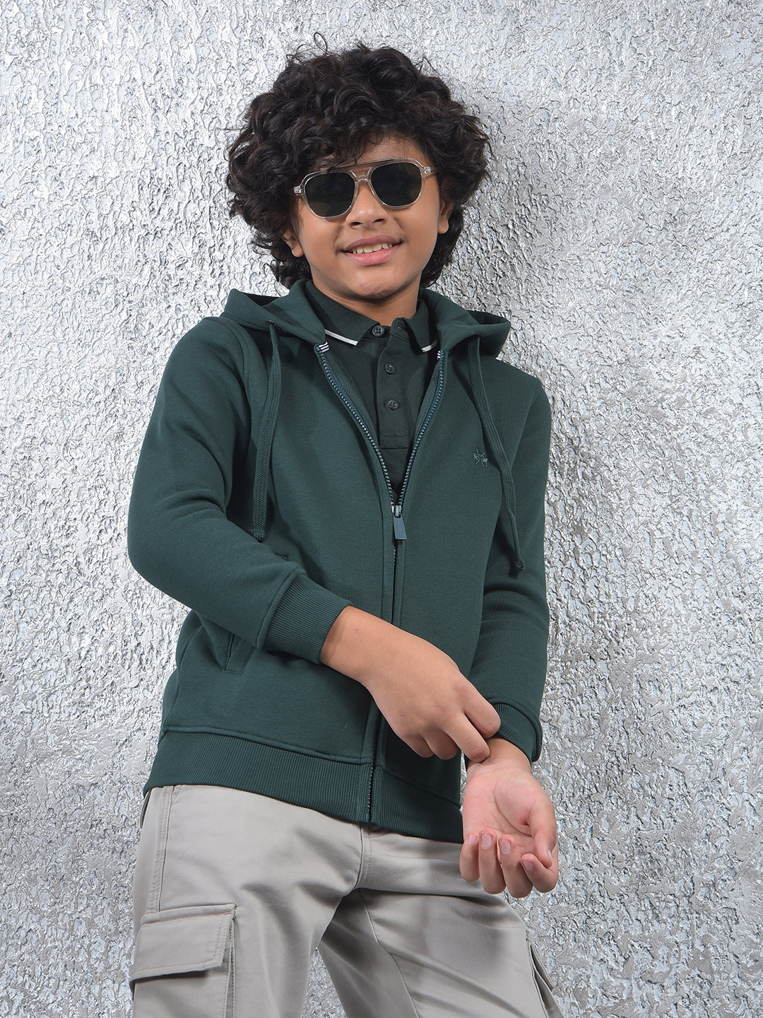 Green Hooded Neck Sweatshirt