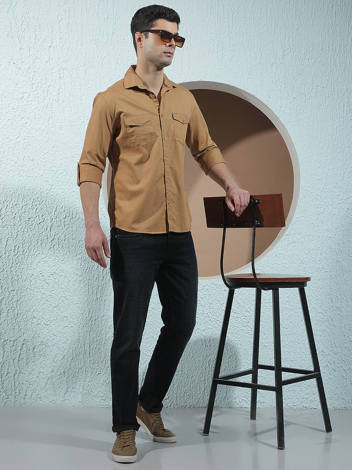 Mustard 100% Cotton Double Pocket Shirt
