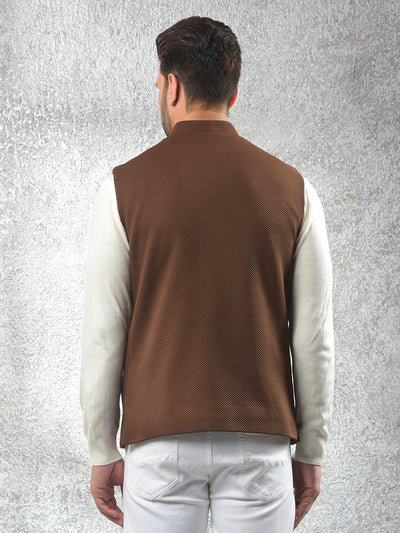 Brown Jacquard Waist Coat