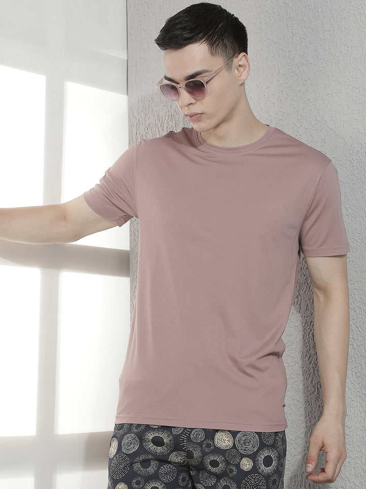 Stylish Dusty Pink Crew Neck T-Shirt
