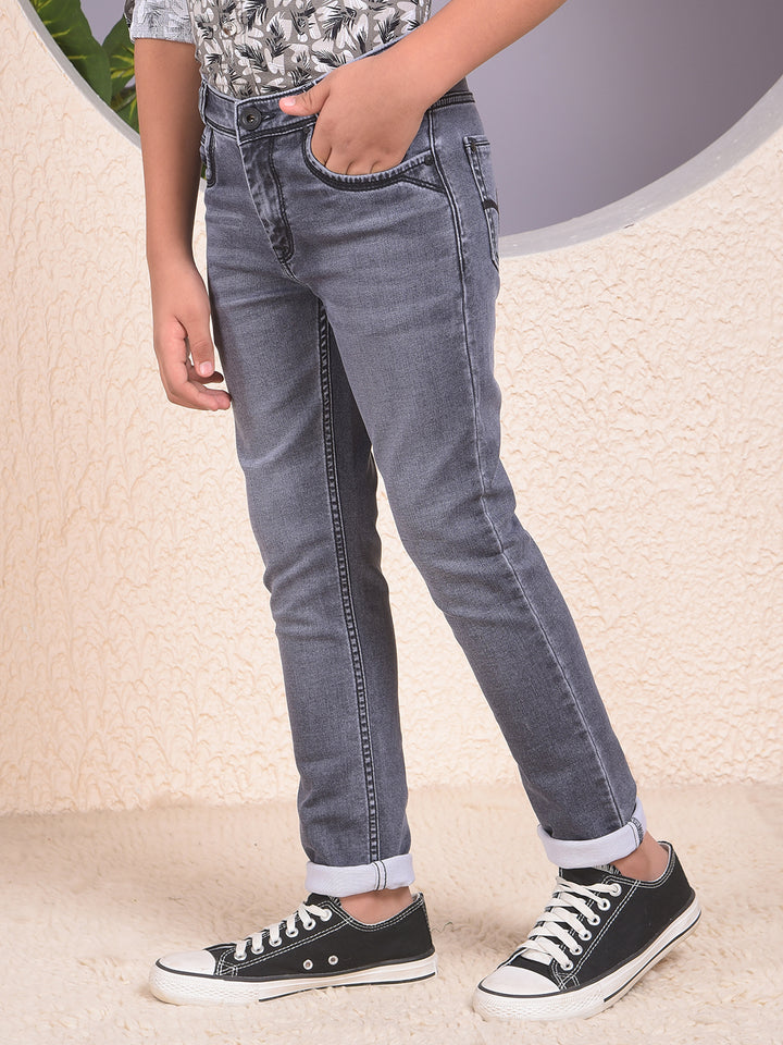 Modish Dark Wash Slim Fit Grey Jeans