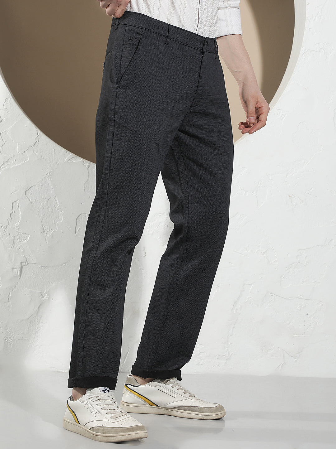 Black Printed Straight Trousers
