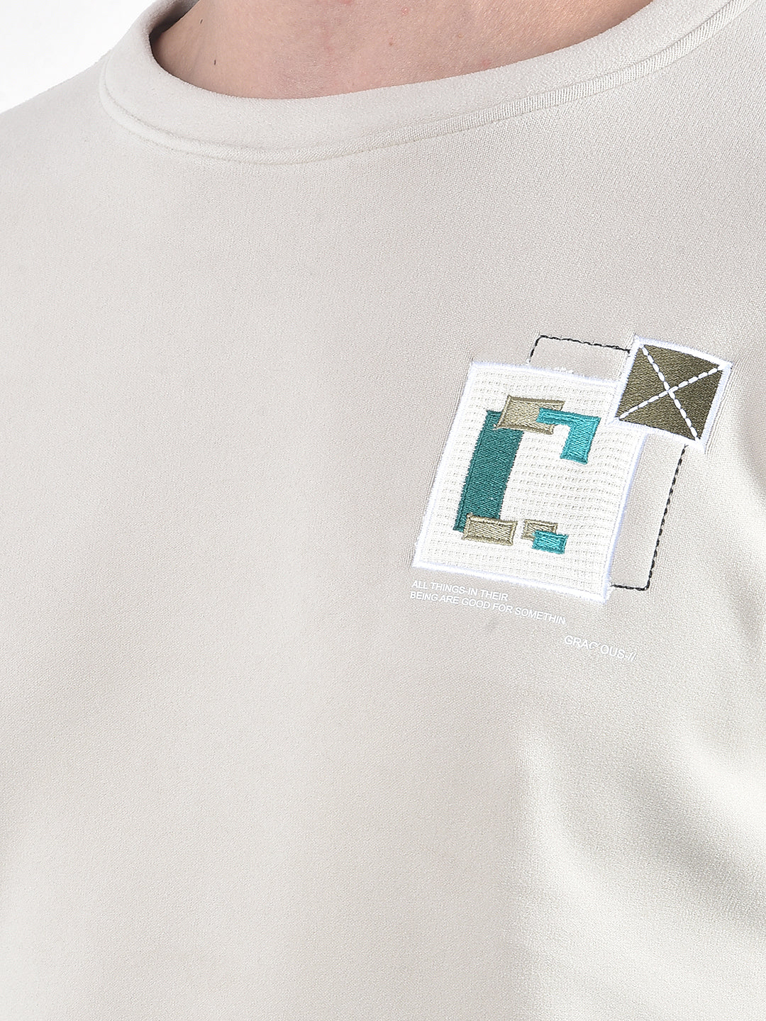 Beige Graphic Print Sweatshirt