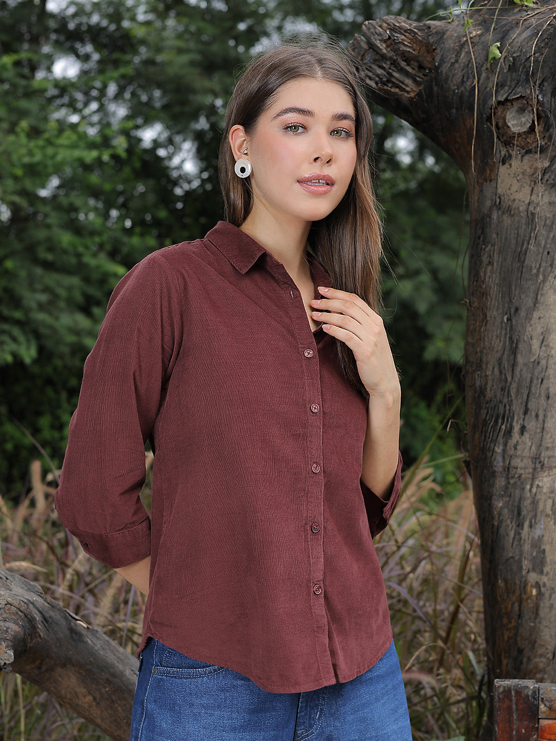 Classic Velvet Wine Corduroy Shirt