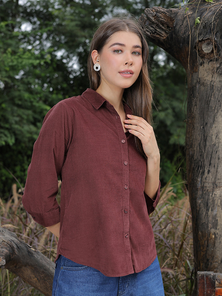 Classic Velvet Wine Corduroy Shirt