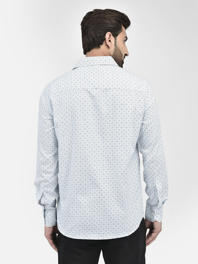 Blue Printed 100% Cotton Shirt