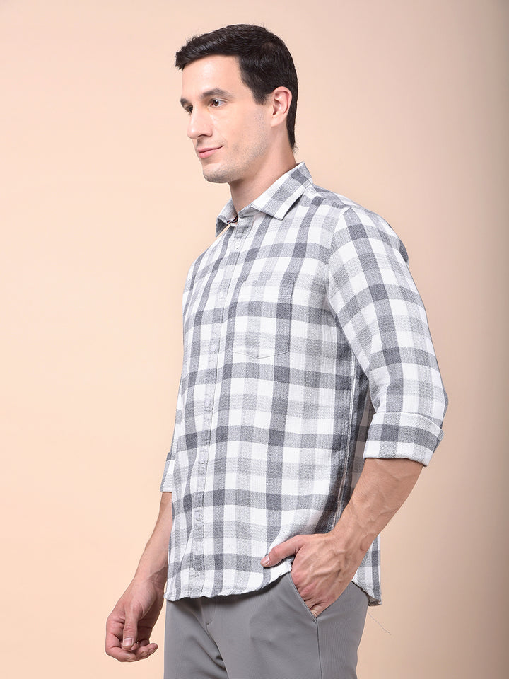 White Checked 100% Cotton Shirt