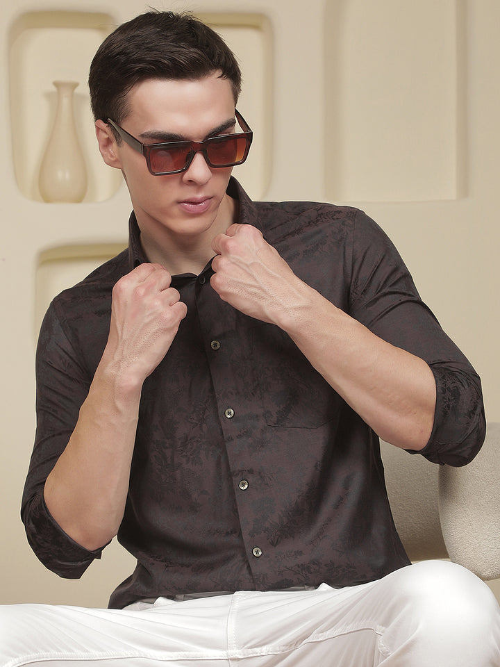 Brown Floral Print Shirt