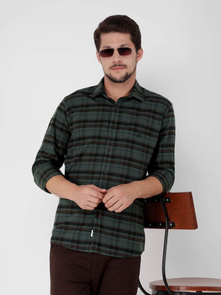 Grey 100% Cotton Checked Shirt-Men Shirts-Crimsoune Club