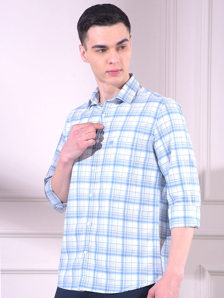 Blue Checked 100% Cotton Shirt