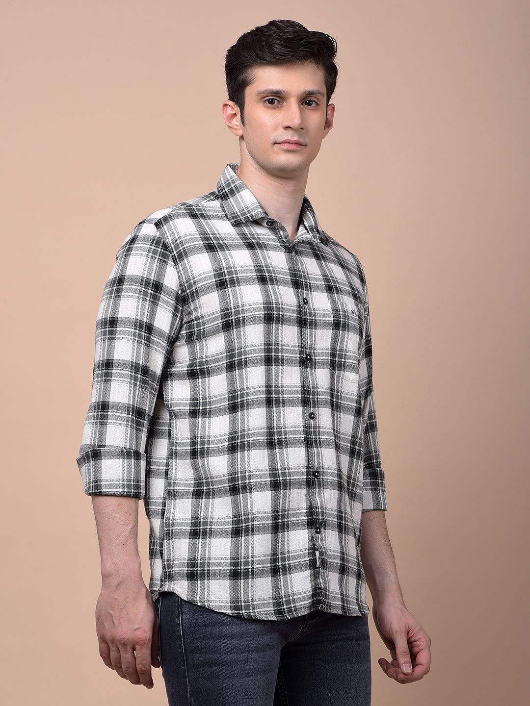 Olive Checked 100% Cotton Shirt