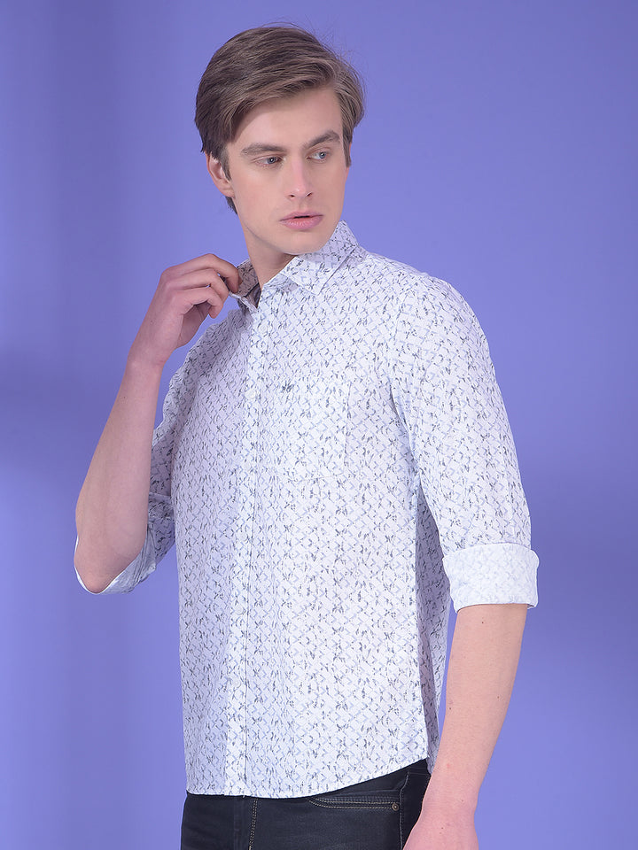 Fluid White Printed Shirt