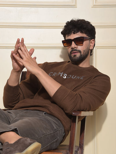 Brown Typographic Print Sweatshirt