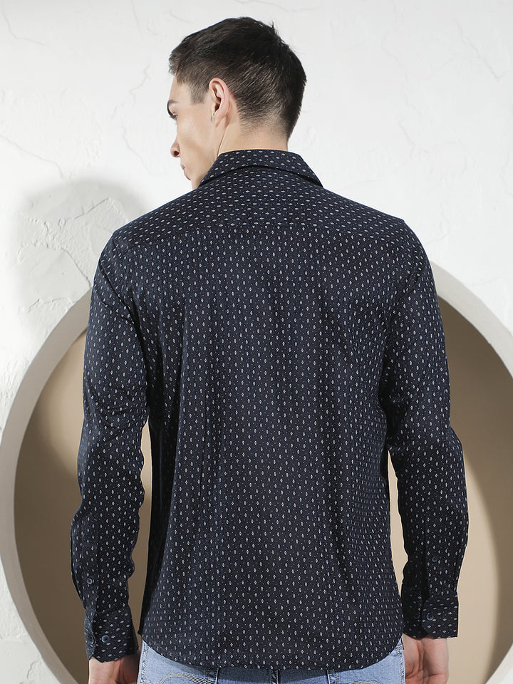Blue Micro Print Shirt