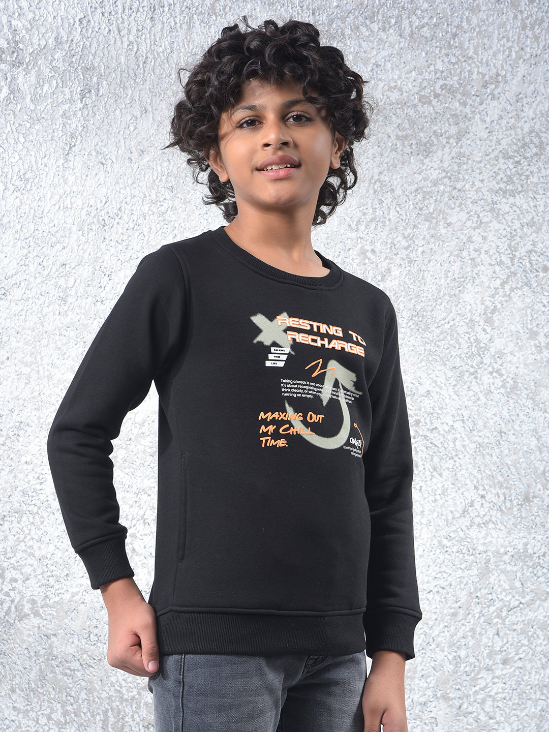 Black Graphic Print Sweatshirt