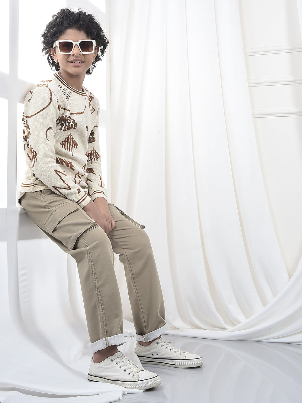 Urban Beige Baggy Cargo Jeans