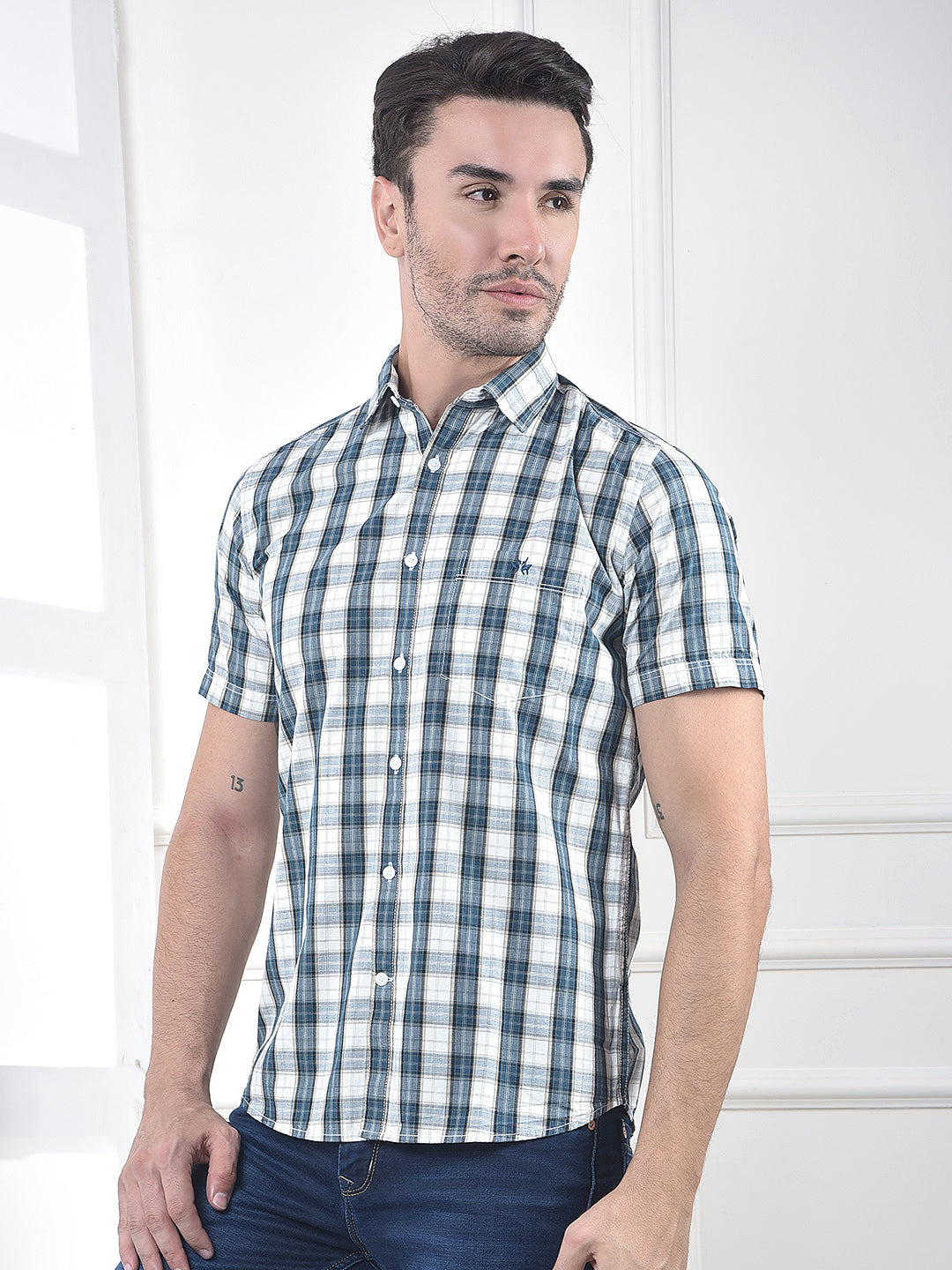 Blue Checked 100% Cotton Shirt