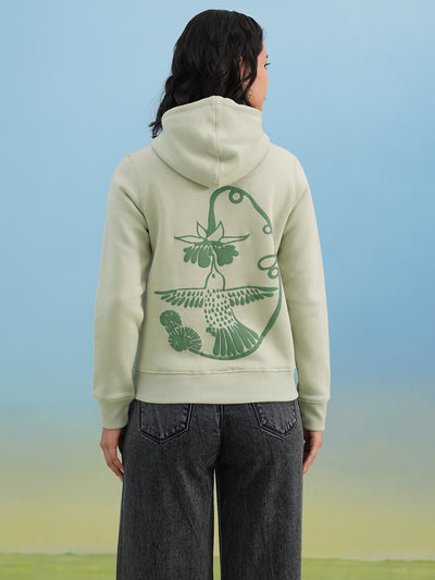 Green Hooded Neck Sweatshirt