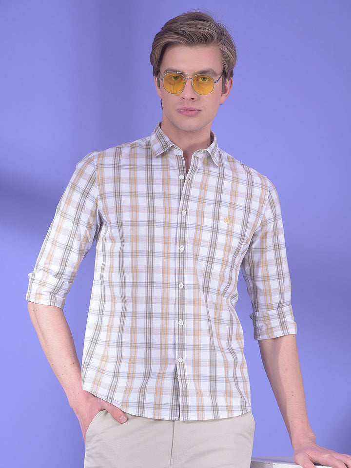 Urban Beige Checked 100% Cotton Shirt