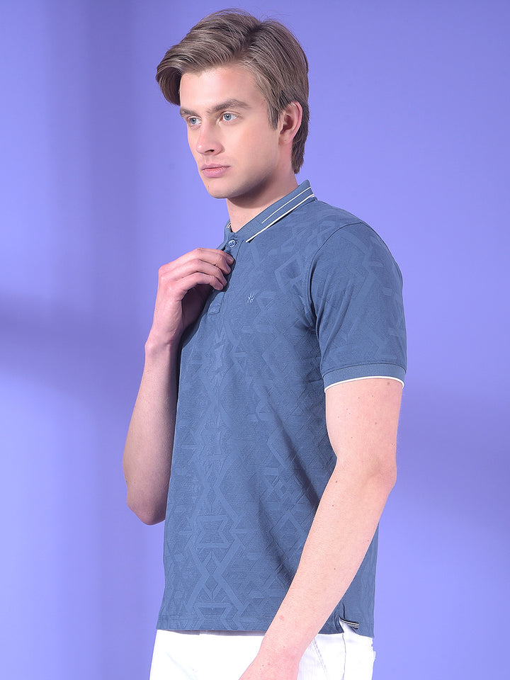 Blue Jacquard Polo T-Shirt