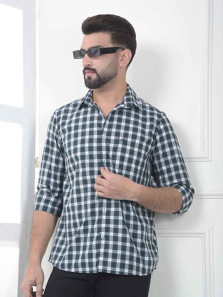 Moss Green Checked 100% Cotton Shirt