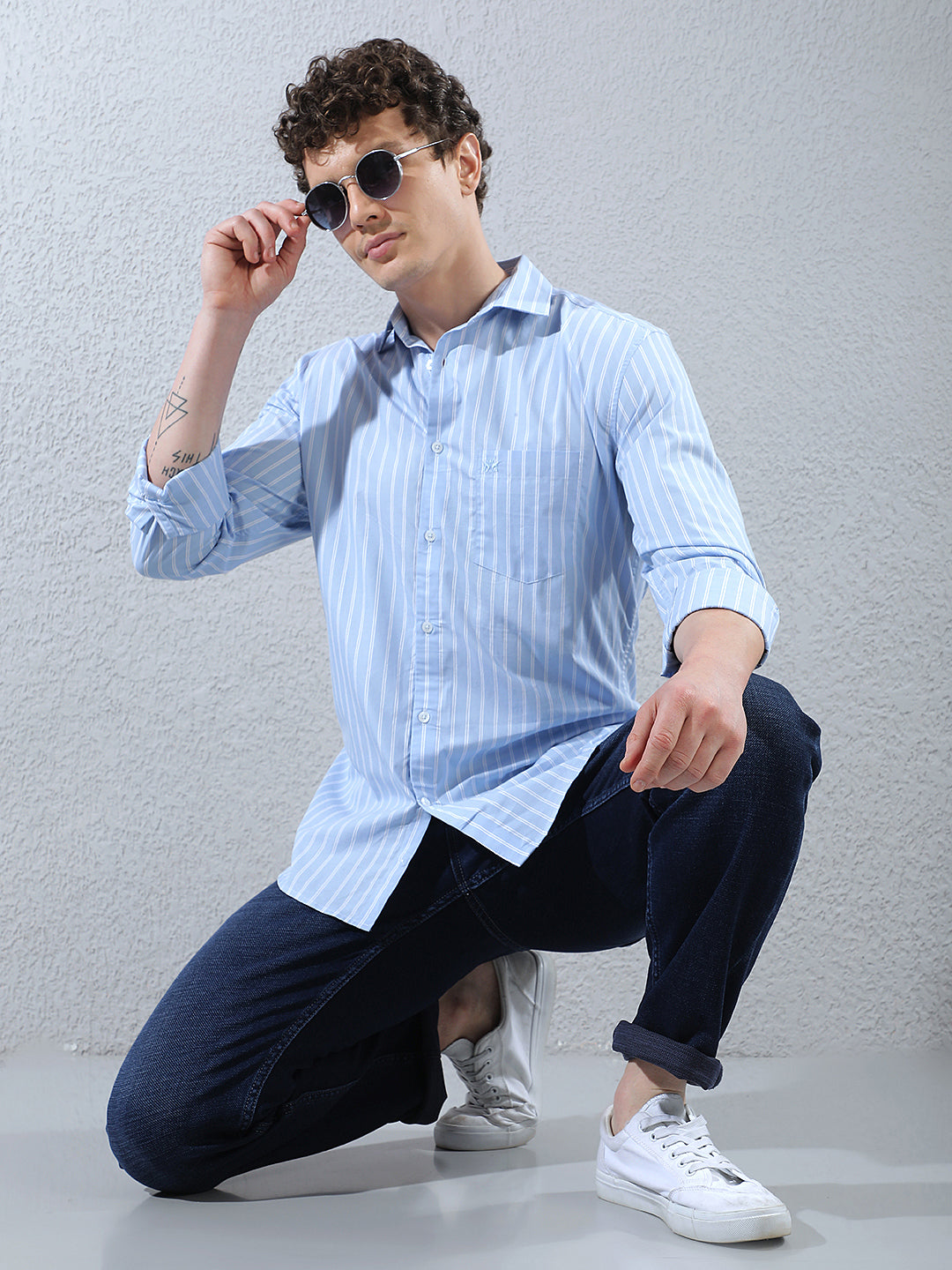 Blue Vertical Stripes 100% Cotton Shirt