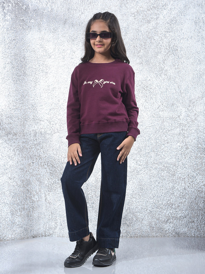 Wine Graphic Print Oversize Knitted Sweatshirt