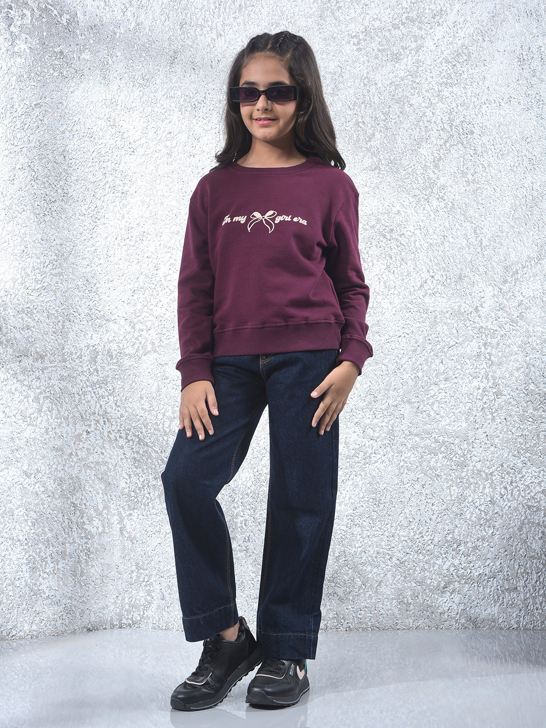 Wine Graphic Print Oversize Knitted Sweatshirt