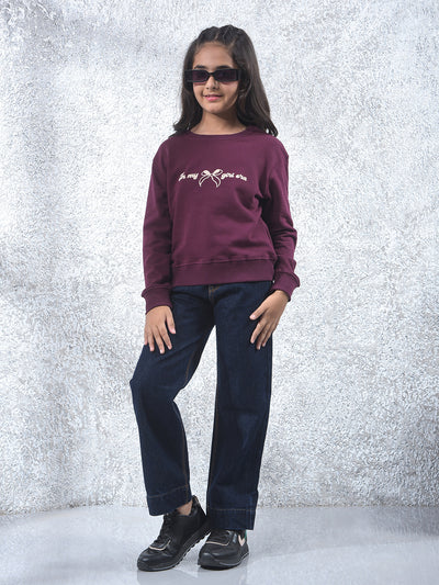 Wine Graphic Print Oversize Knitted Sweatshirt