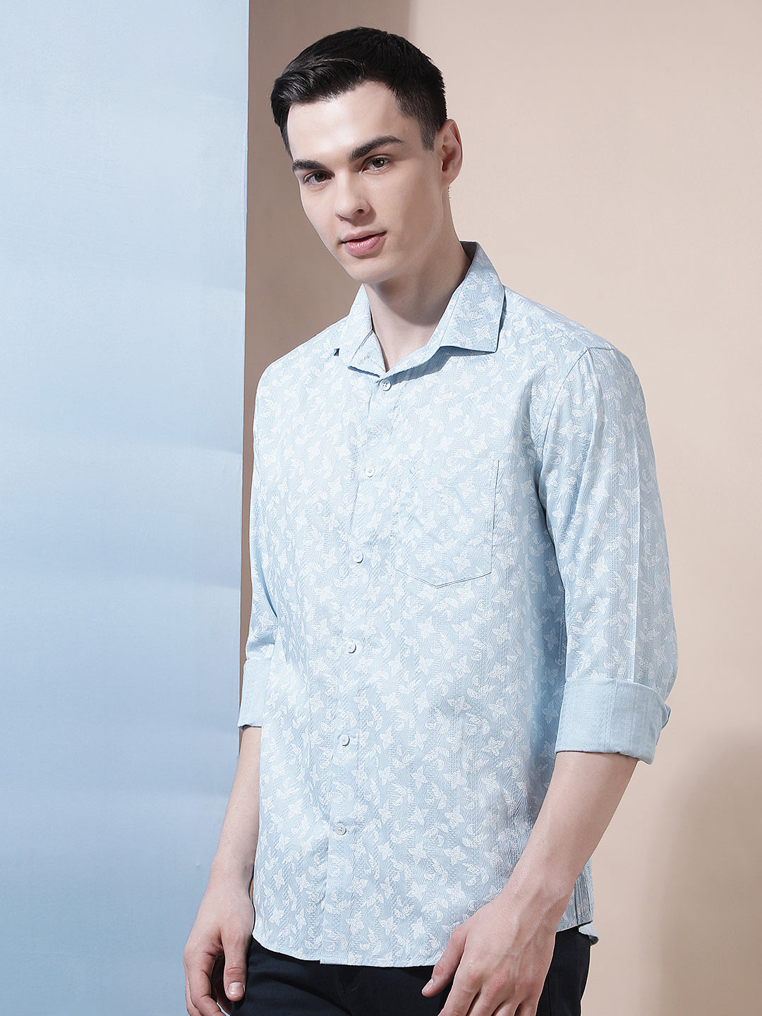 Blue Floral Print Shirt