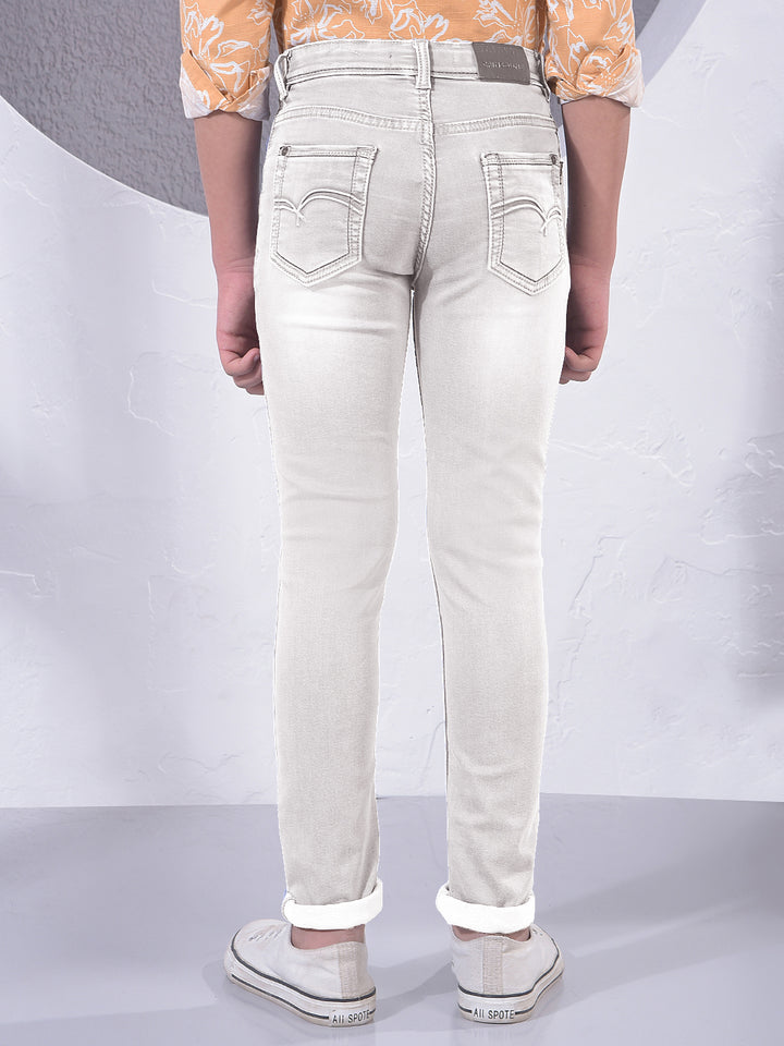 Mist Grey Contemporary Street Jeans