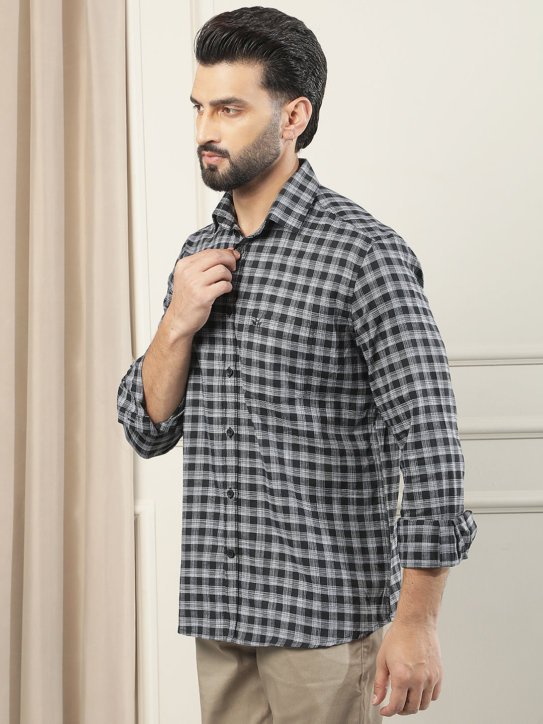 Black 100% Cotton Checked Shirt