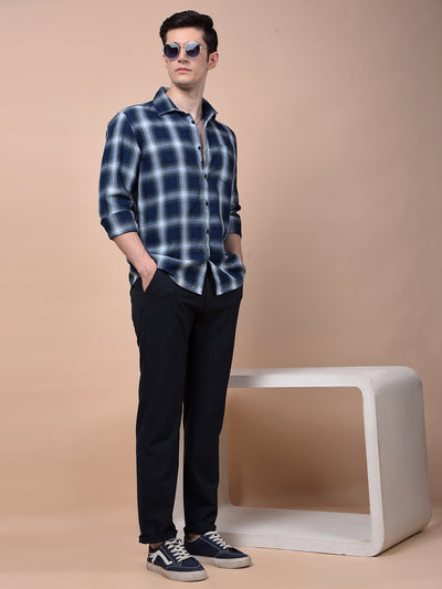 Sleek Silhouette Navy Blue Trousers