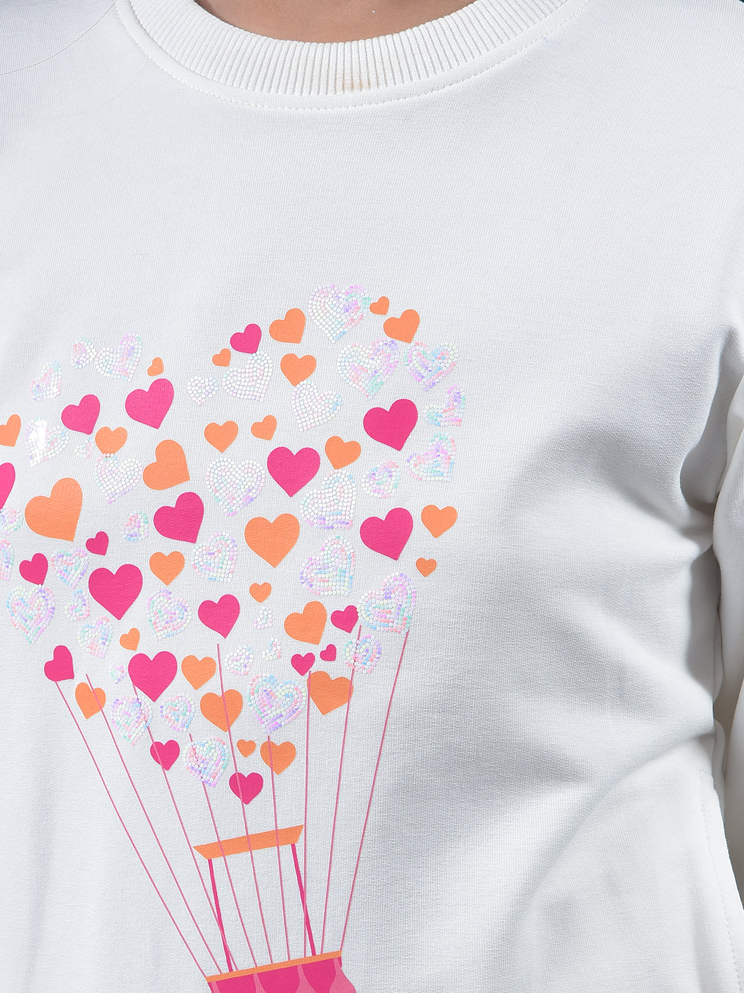 Off White Graphic Print Knitted Sweatshirt