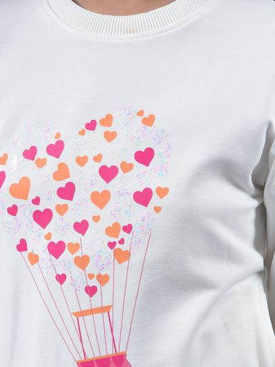 Off White Graphic Print Knitted Sweatshirt