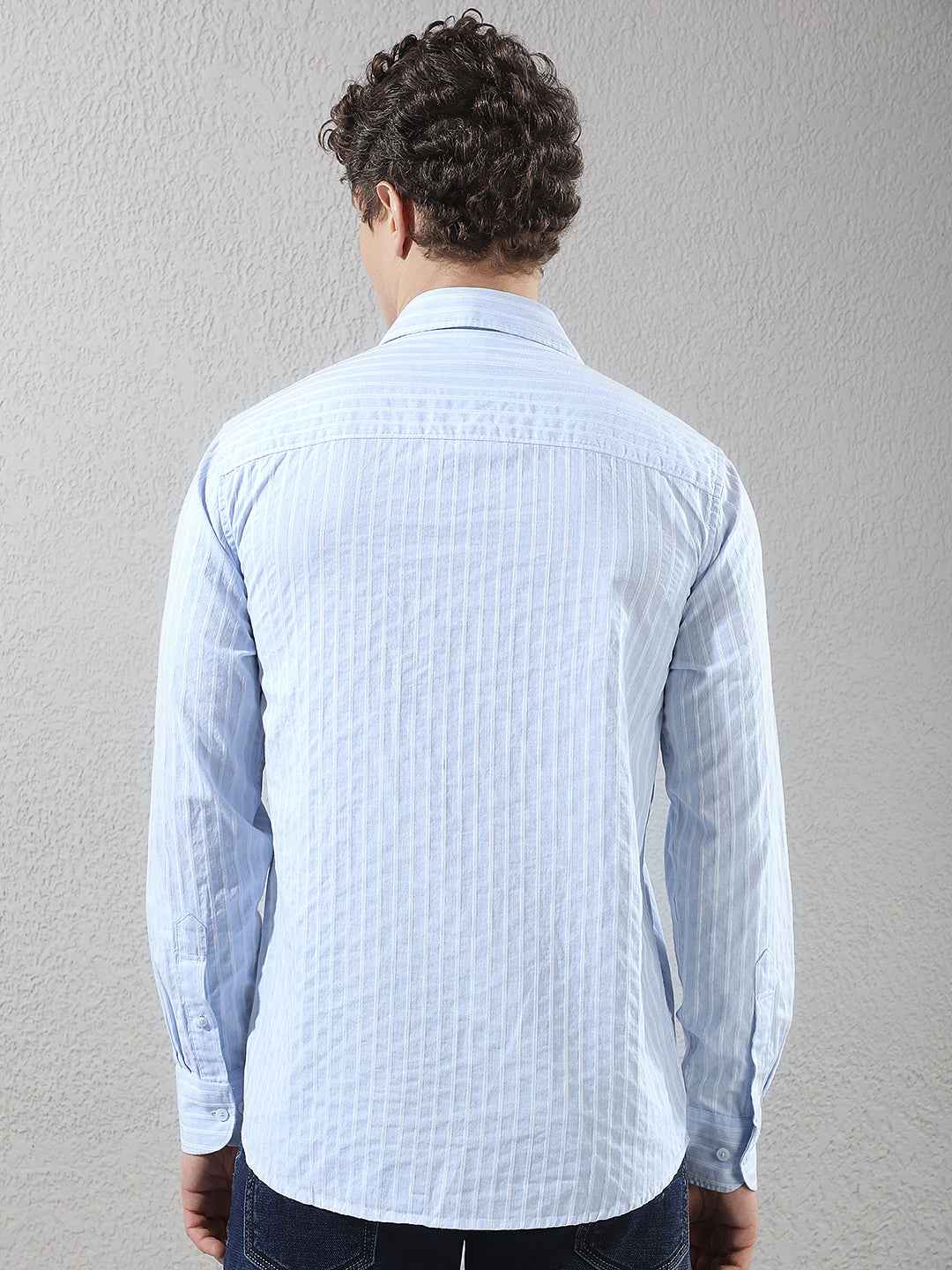 Sky Blue Vertical Stripes Shirt