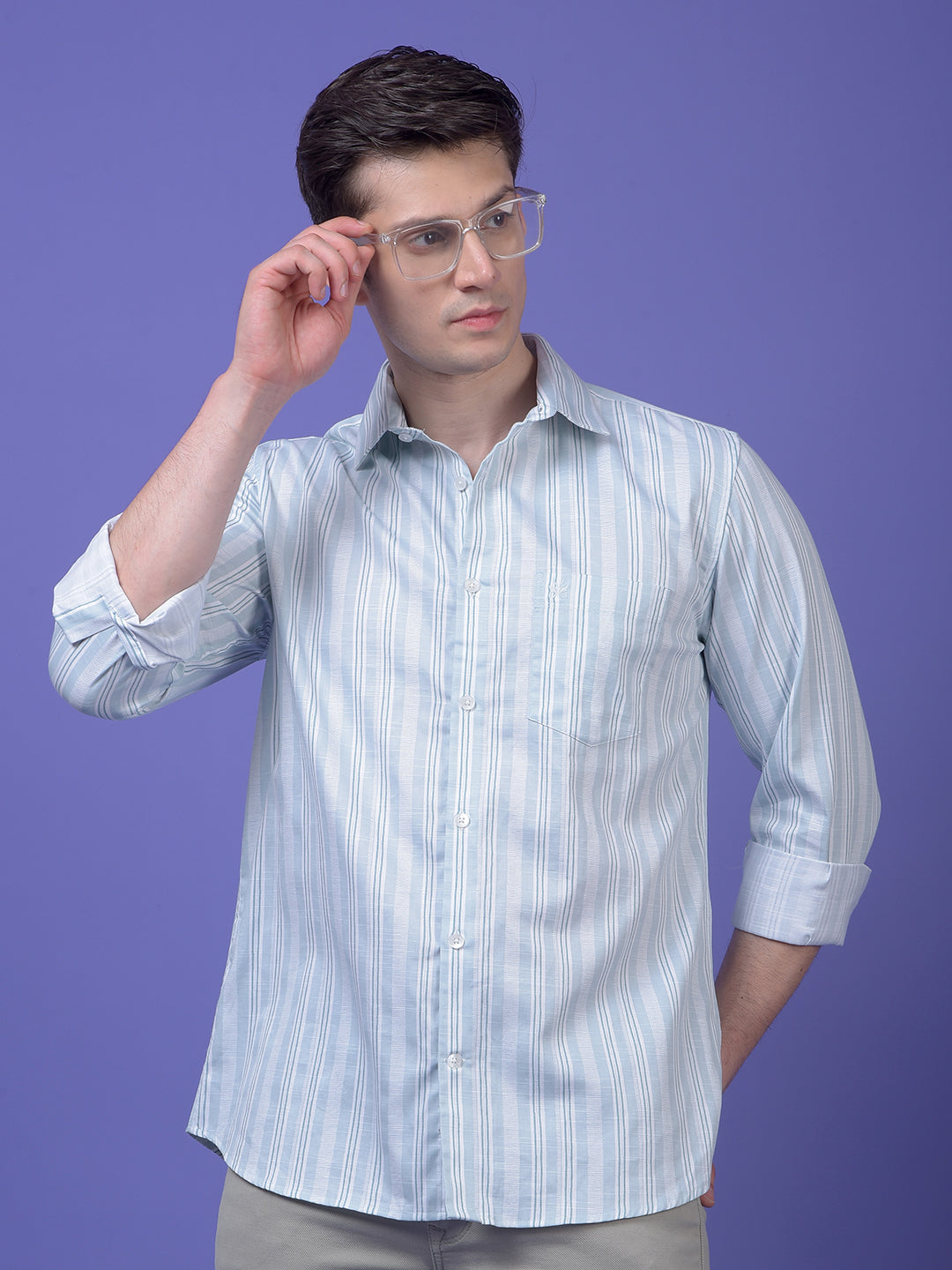 Green Vertical Stripes Shirt