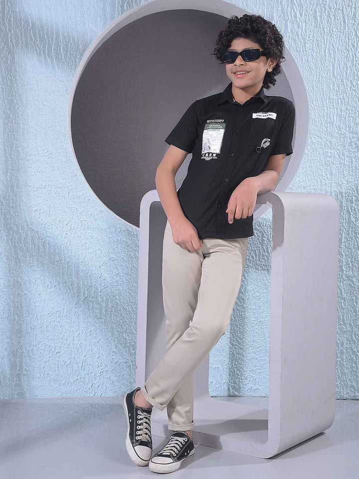 Black Typographic Print Shirt