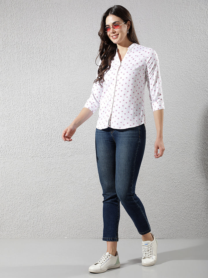 Pink Polka Dots V-Neck Shirt