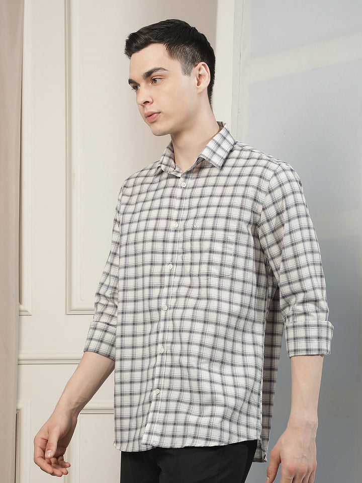 Purple Checked Linen Shirt