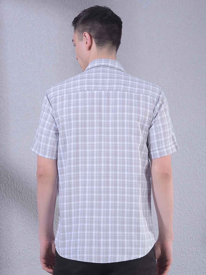 Grey 100% Cotton Checked Shirt