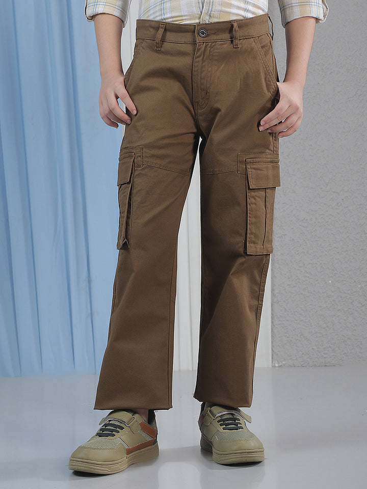 Structured Tan Khaki Cargo Trousers