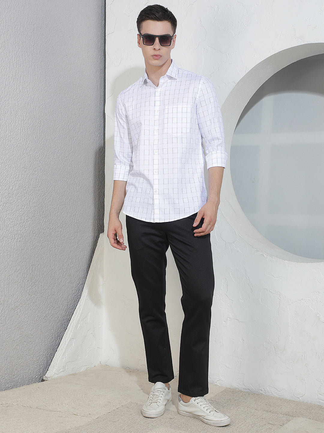 Tailored Jet Black Printed Trousers