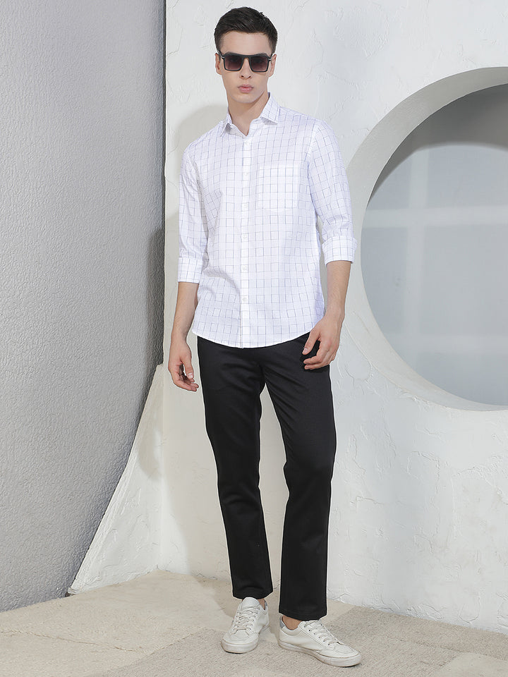 Tailored Jet Black Printed Trousers