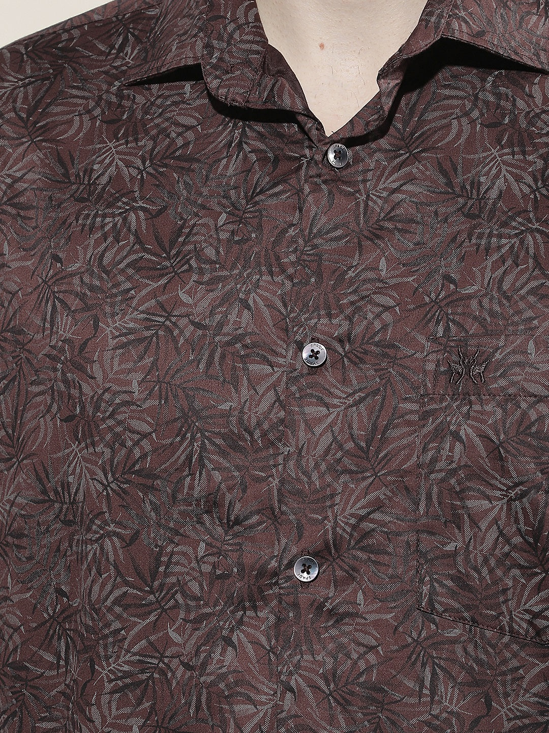 Wine Floral Print Shirt