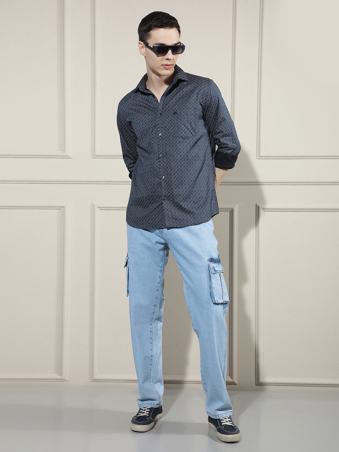 Refined Deep Blue Printed Shirt