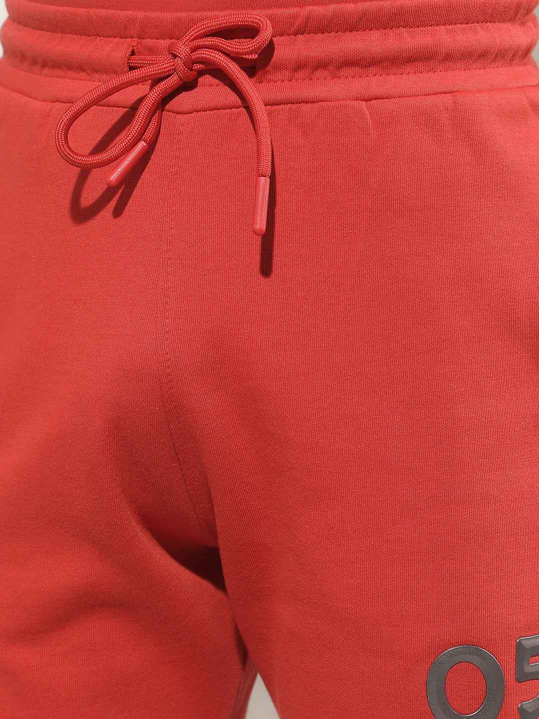 Red Typographic Print Shorts