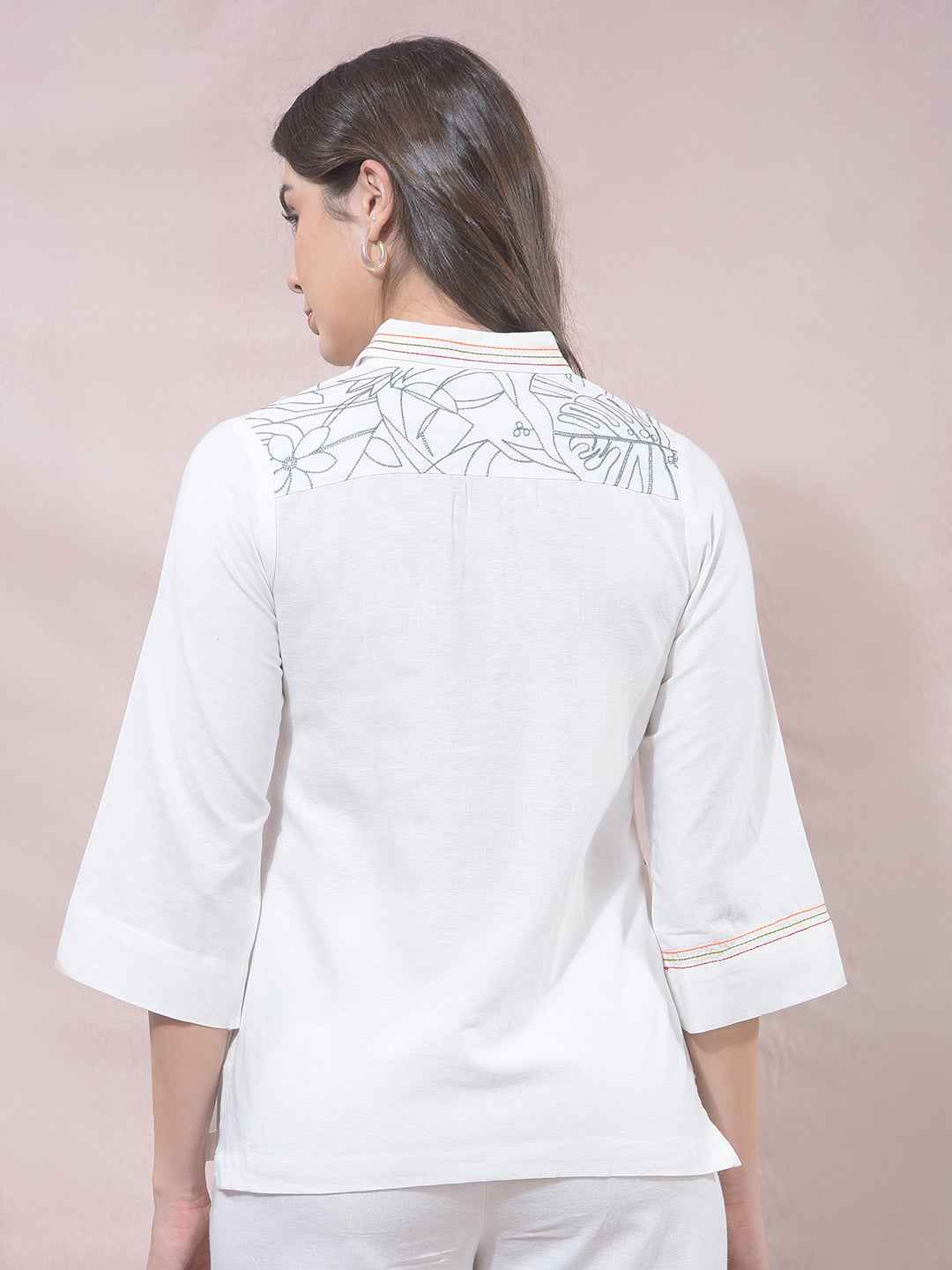 RiftTropica Off White Embro Shirt